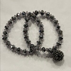 Jewelry bracelets Silver and Black Beaded Bracelets hand crafted